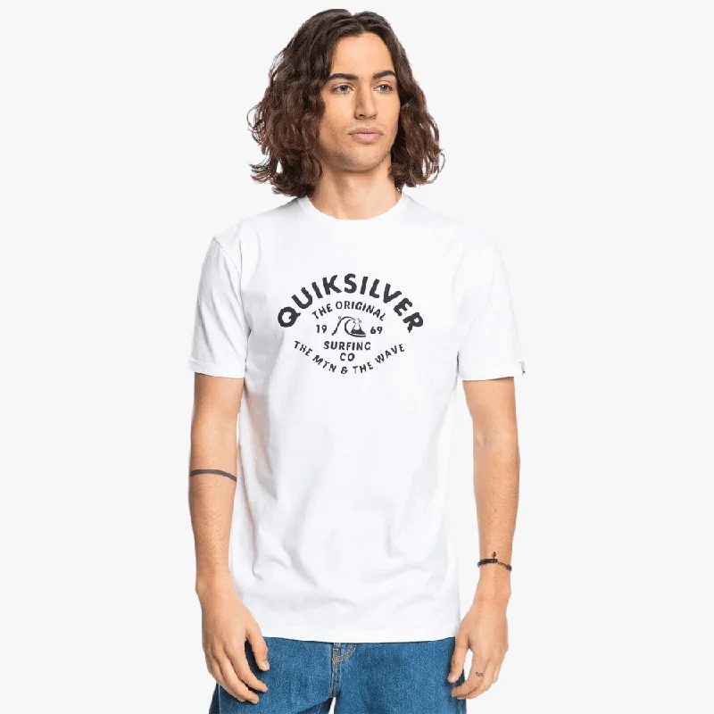 Markdown Madness Quiksilver Mens Script Talk Front Short Sleeve Tee White
