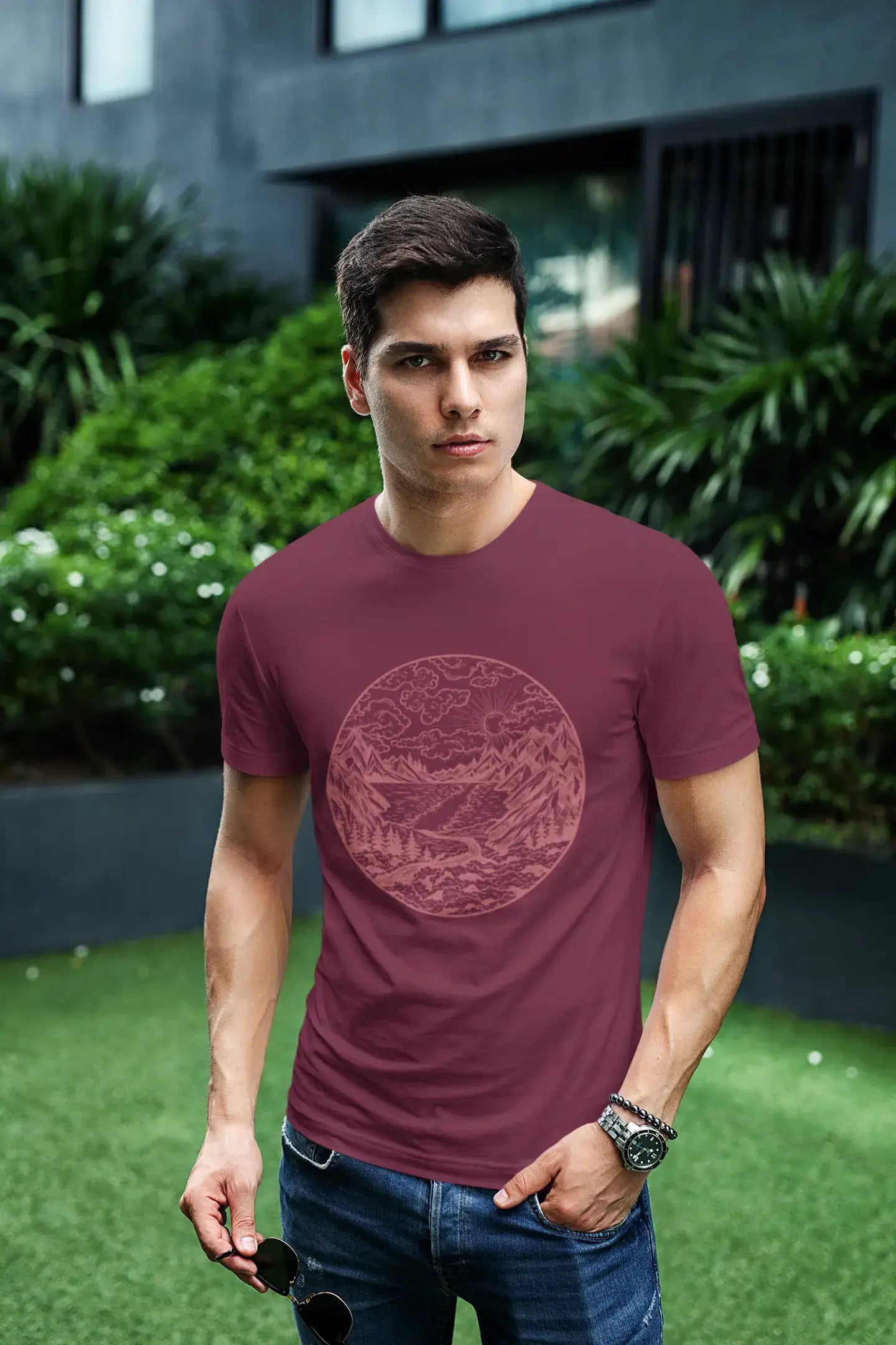 Exclusive Offer ULTRABASIC - Graphic Printed Men's River Mountain and Forest T-Shirt Mouse Grey Exclusive Offer ULTRABASIC - Graphic Printed Men's River Mountain and Forest T-Shirt Mouse Grey