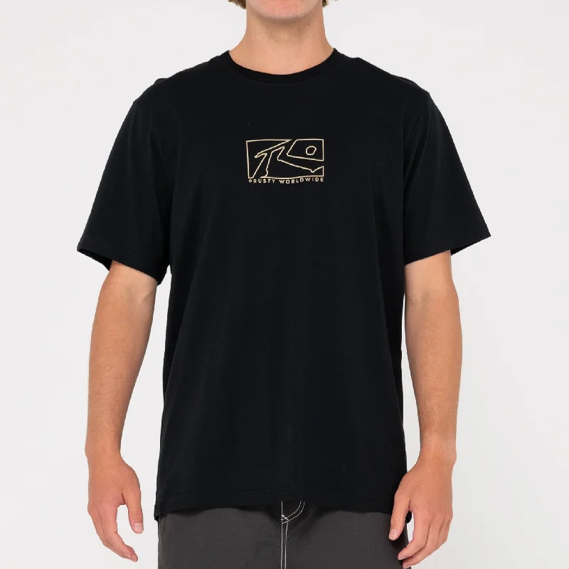 Massive Deals Rusty Mens Boxed Out Centre T-Shirt - Black