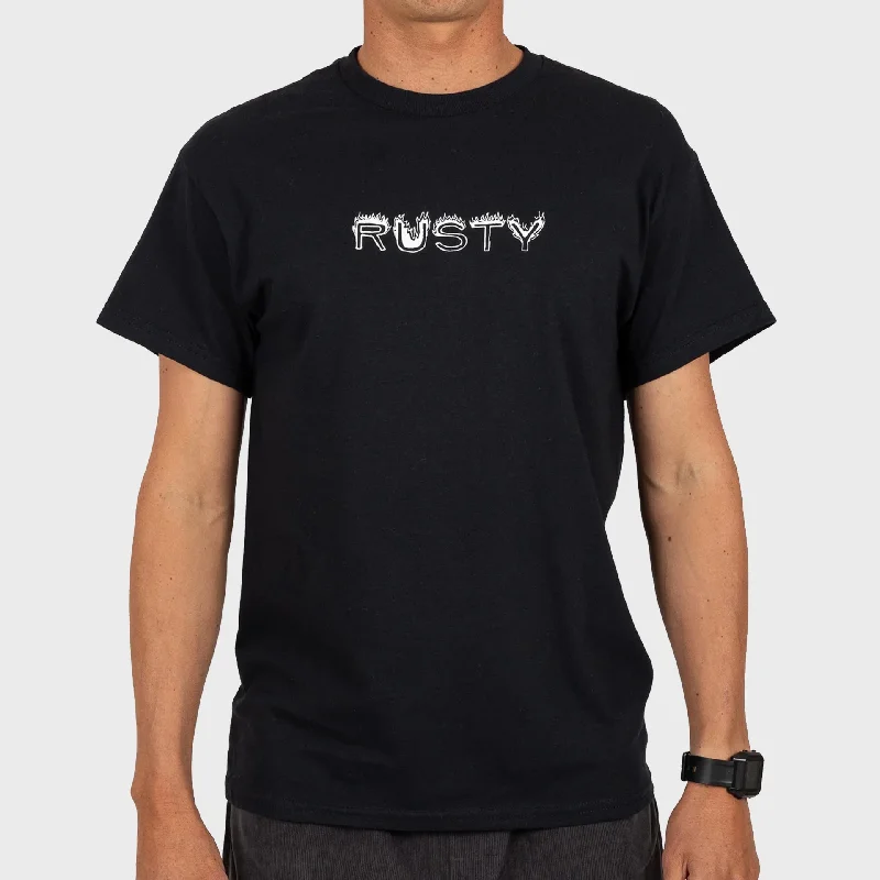 Markdowns Rusty Mens Flame Til The End Short Sleeve T-Shirt - Black