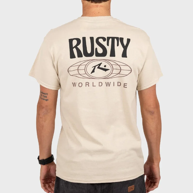 Major Savings Rusty Mens Surf Worldwide Short Sleeve T-Shirt - Sand