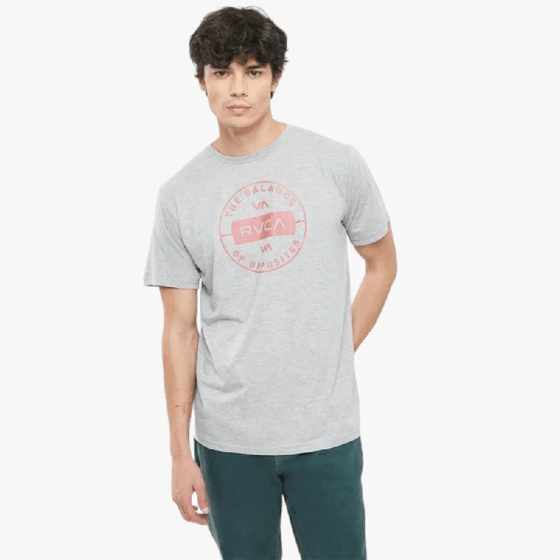 Act Fast Rvca Mens Navigate Short Sleeve Tee Grey Mel