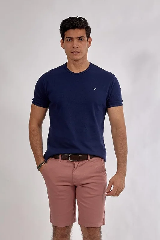 Extra Savings Plain Short-sleeve O-neck Body -Navy