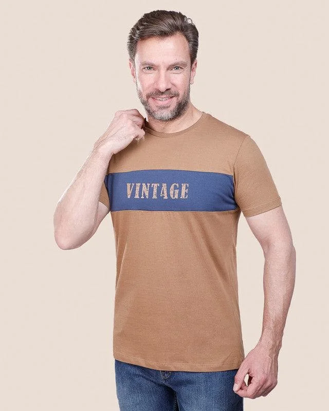 Early Access Round Neck Printed T-Shirt - Camel