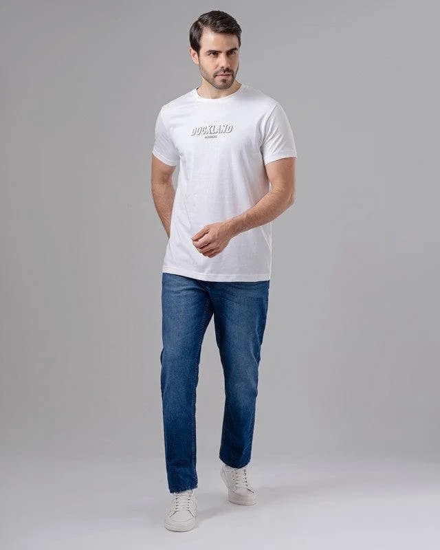 Deal Dash ROUND NECK PRINTED T-SHIRT - WHITE