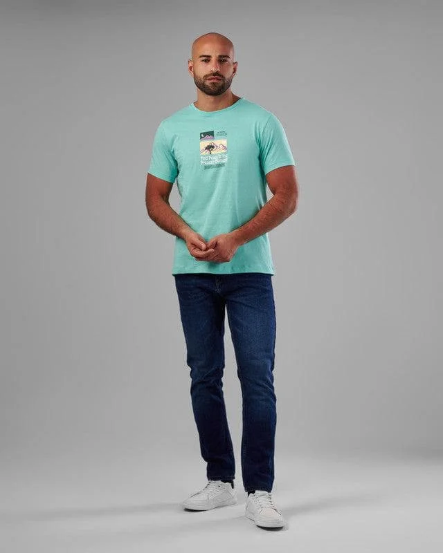 Weekend Deals That Please ROUND NECK PRINTED T-SHIRT - TURQUOISE