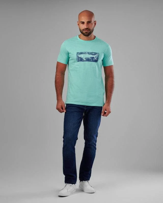 Weekend Discounts to Delight ROUND NECK PRINTED T-SHIRT - AQUA