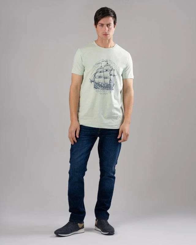 Weekend Specials to Delight ROUND NECK PRINTED T-SHIRT - MINT
