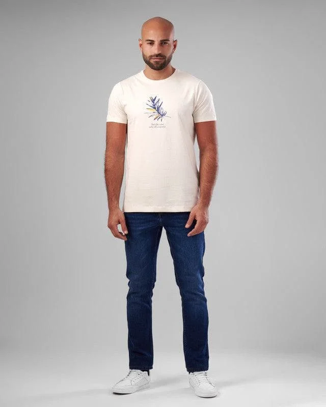Weekend Deals That Dazzle ROUND NECK PRINTED T-SHIRT - OFF WHITE