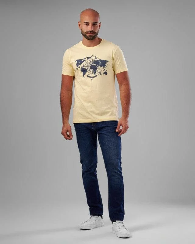 Weekend Specials to Grab ROUND NECK PRINTED T-SHIRT - LIGHT YELLOW