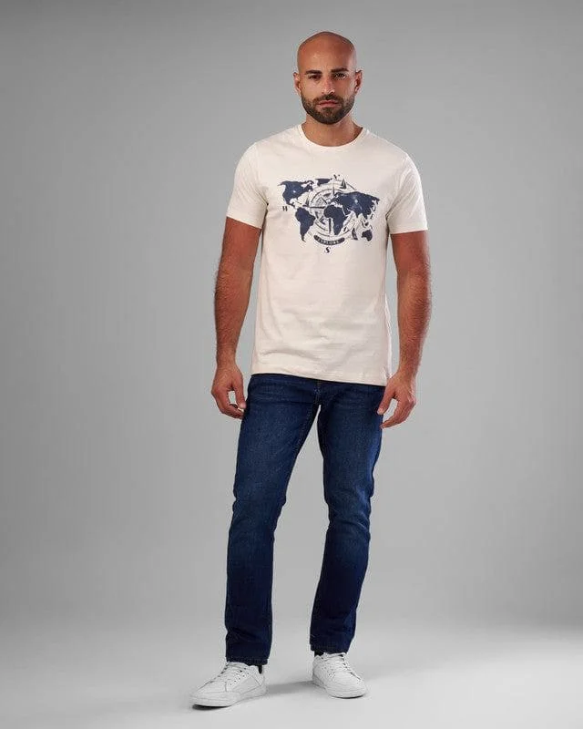 Weekend Bargains to Enjoy ROUND NECK PRINTED T-SHIRT - OFF WHITE