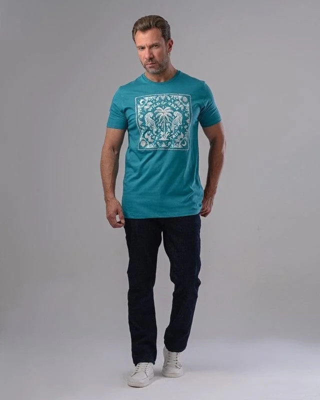 Weekend Specials to Relish EMBROIDERED ROUND NECK T-SHIRT - GINZARY