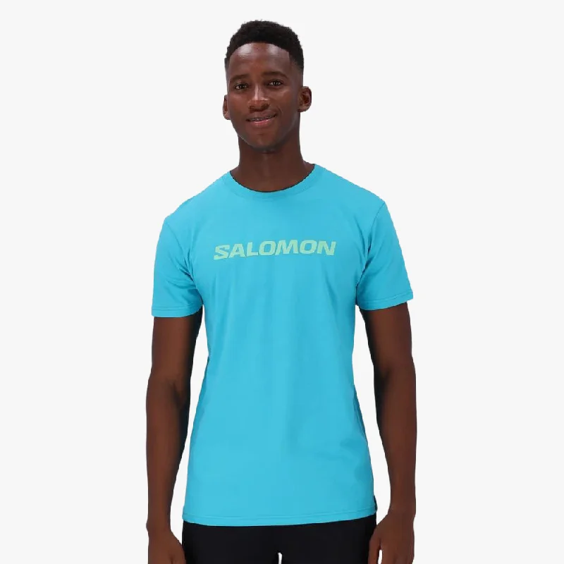 Steal Deal Salomon Mens Core Logo Short Sleeve Tee Peacock Blue
