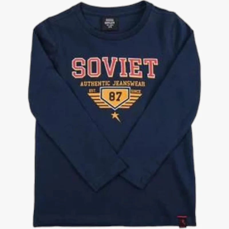 Price Smash Soviet Mens Decker Long Sleeve Logo Tee Navy