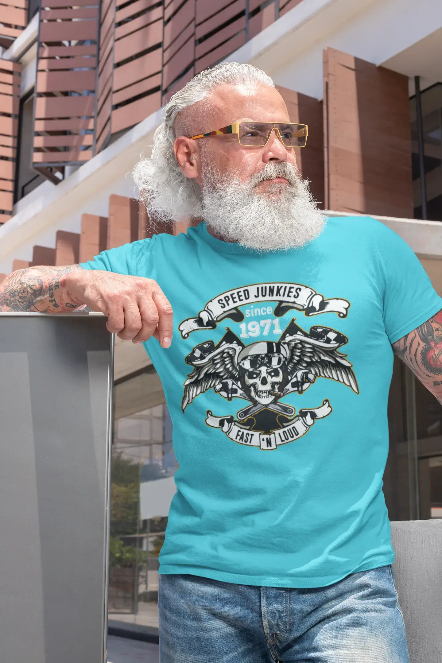 Discount Days Speed Junkies Since 1971 Men's T-shirt Blue Birthday Gift 00464