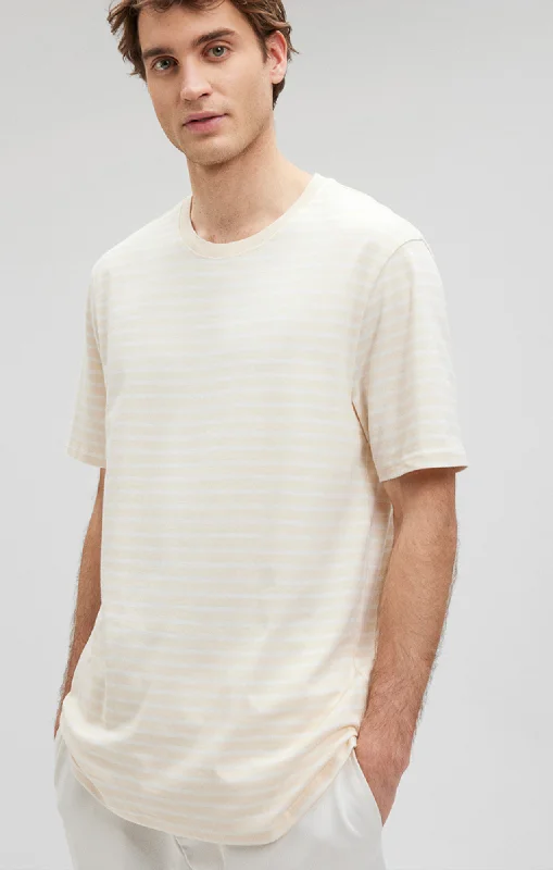 Savings Alert STRIPED CREW NECK T-SHIRT IN SHORTBREAD