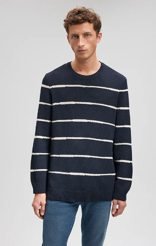 Celebrate the Weekend with Discounts STRIPED SWEATER IN NAVY BLAZER