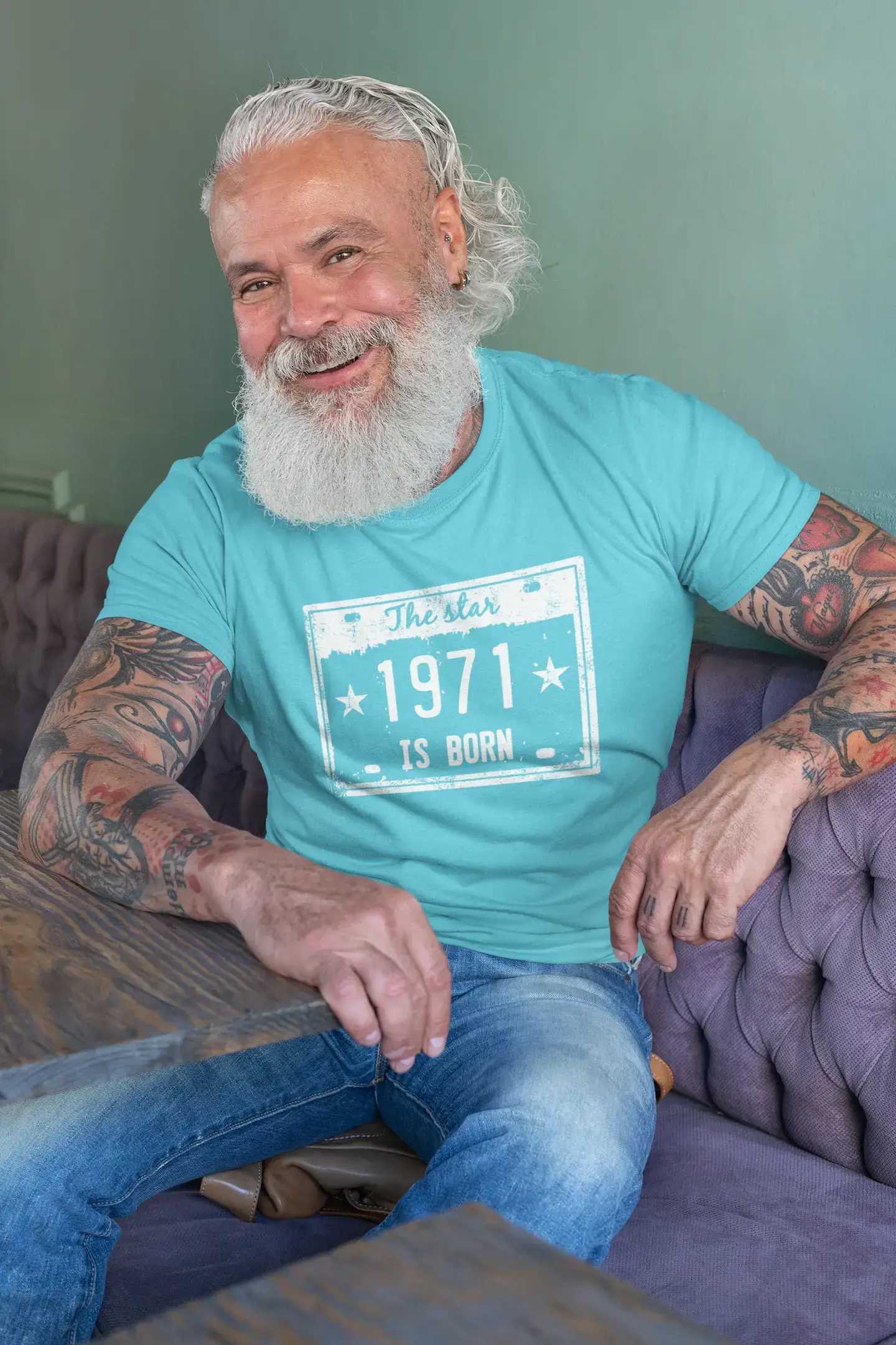 Price Drop The Star 1971 is Born Men's T-shirt Blue Birthday Gift 00455