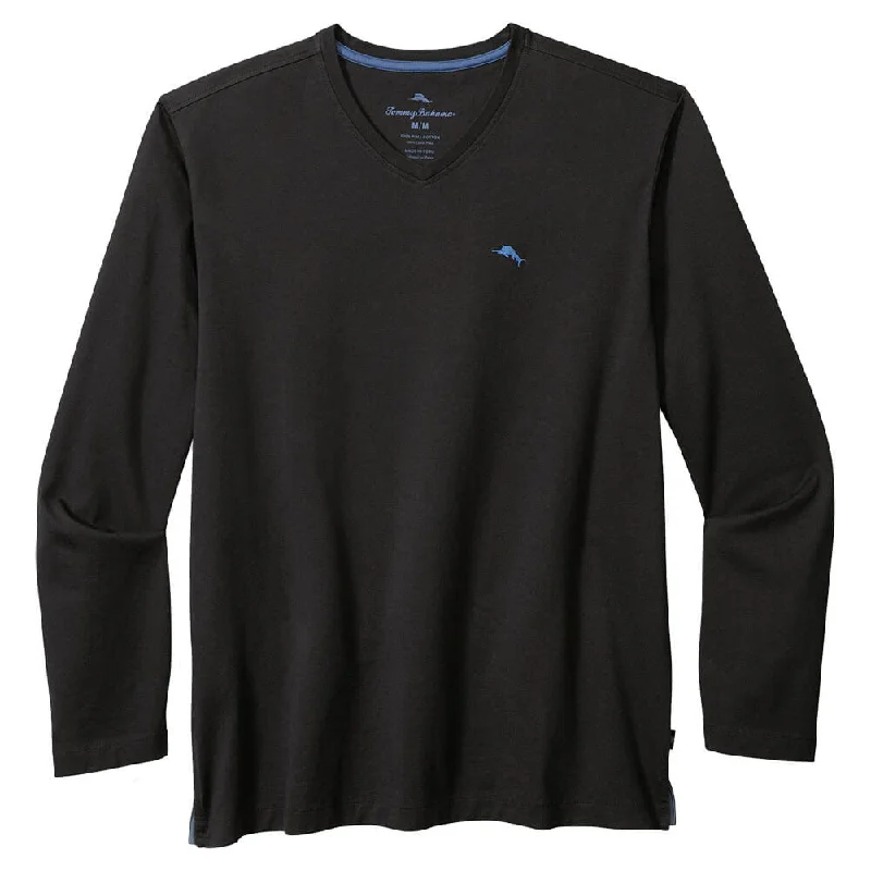Weekend Discounts to Savor Tommy Bahama Bali Skyline V-Neck Long Sleeve T-Shirt - Black