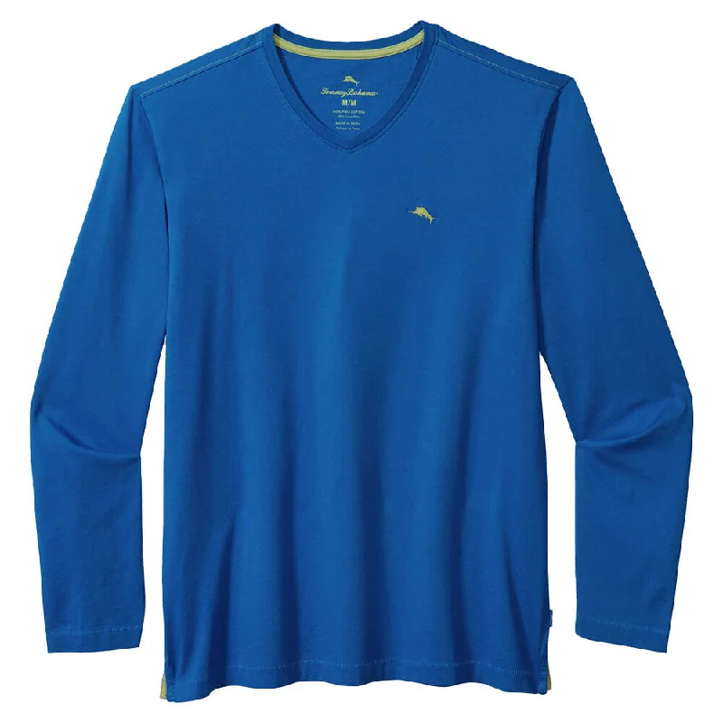 Weekend Offers That Shine Tommy Bahama Bali Skyline V-Neck Long Sleeve T-Shirt - Cobalt Sea