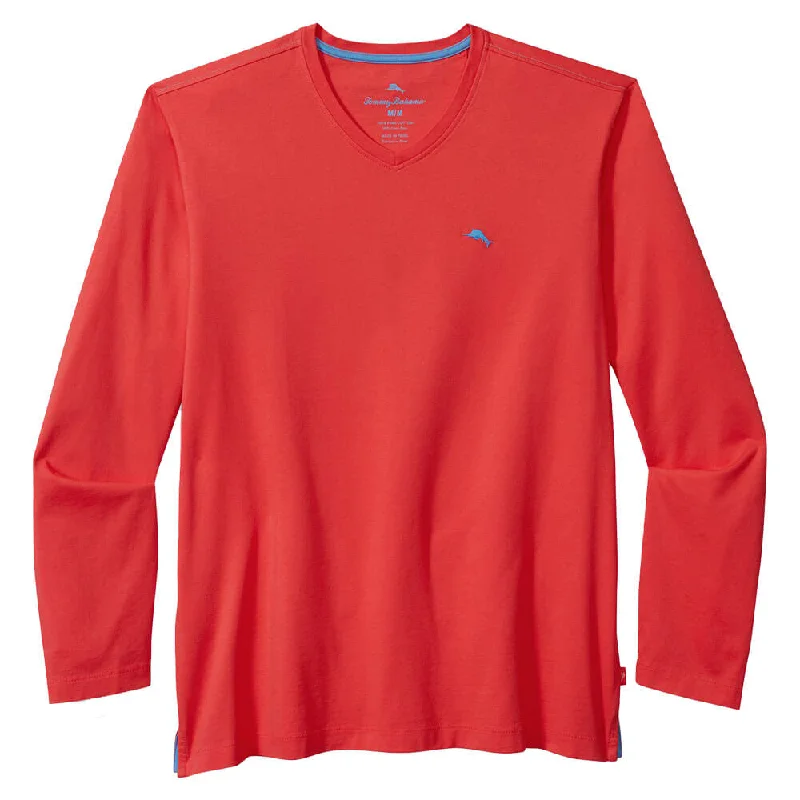Weekend Specials to Grab Tommy Bahama Bali Skyline V-Neck Long Sleeve T-Shirt - Zanzibar Red