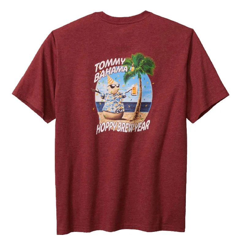 Major Savings Tommy Bahama Big & Tall Hoppy Brew Year T-Shirt - Ruby Wine Heather