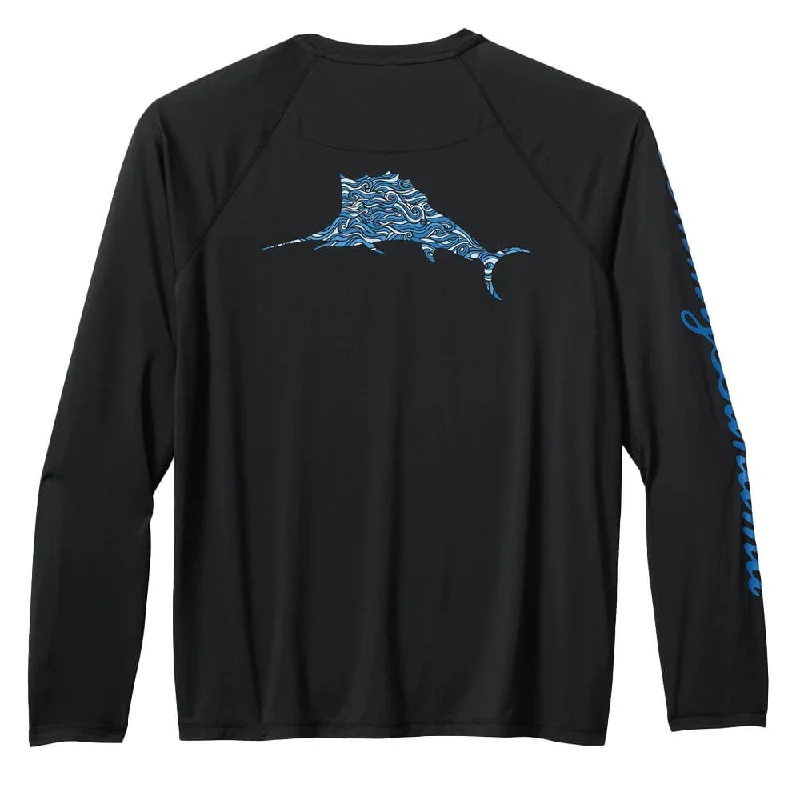 Price Slash Tommy Bahama Men's IslandZone Chill Time Surf Crew Long Sleeve Rash Guard T-Shirt - Jet Black