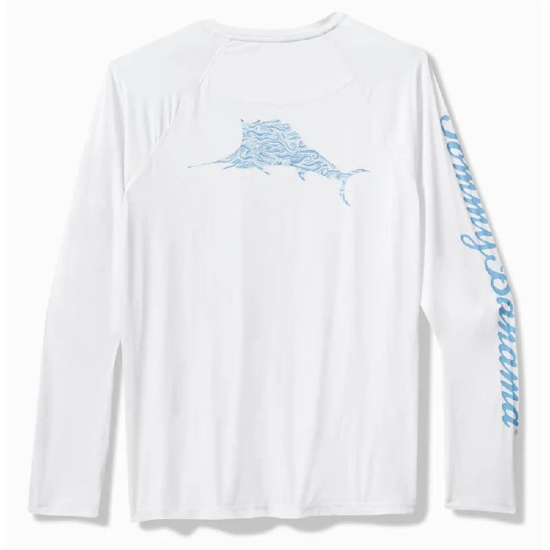 Reduced Rates Tommy Bahama Men's IslandZone Chill Time Surf Crew Long Sleeve Rash Guard T-Shirt - White