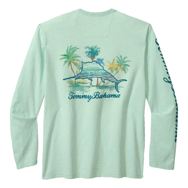 Now Available Tommy Bahama Marlin Mirage Lux Long Sleeve T-Shirt - Light Caribbean Tile