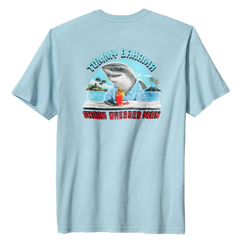 Referral Discount Tommy Bahama Shark Dressed Man T-Shirt - Blue Stream