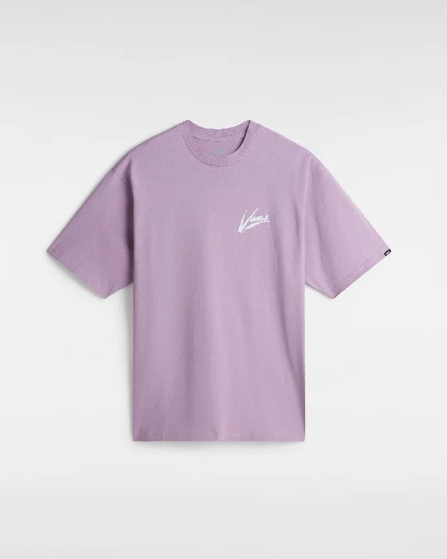 Can't Miss Vans Mens Brush Script Loose Fit T-Shirt - Lavender Mist