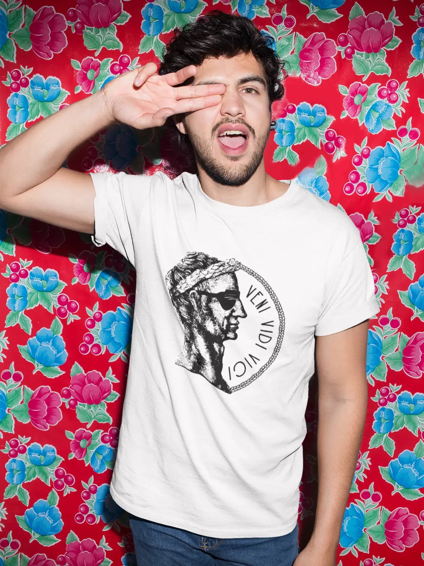 Don't Wait ULTRABASIC - Graphic Men's Veni Vidi Vici T-Shirt Printed Letters Vintage White