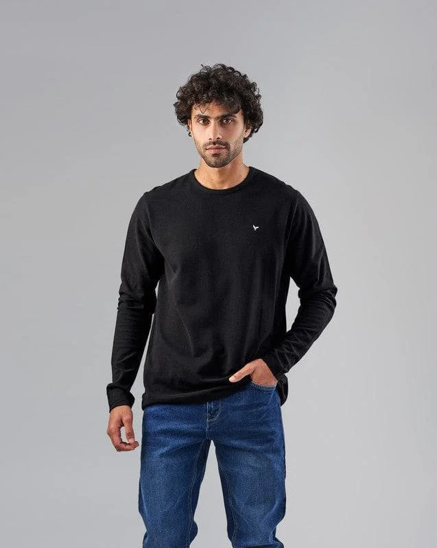 Weekend Specials to Indulge In LONG SLEEVE SLIM T-SHIRT  - BLACK