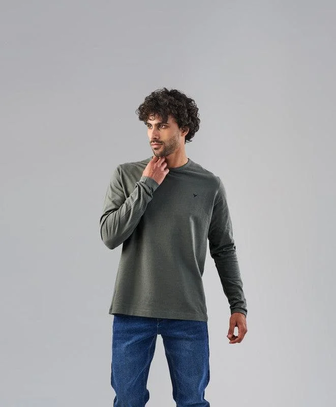 Weekend Deals That Thrill LONG SLEEVE SLIM T-SHIRT  - DARK OLIVE