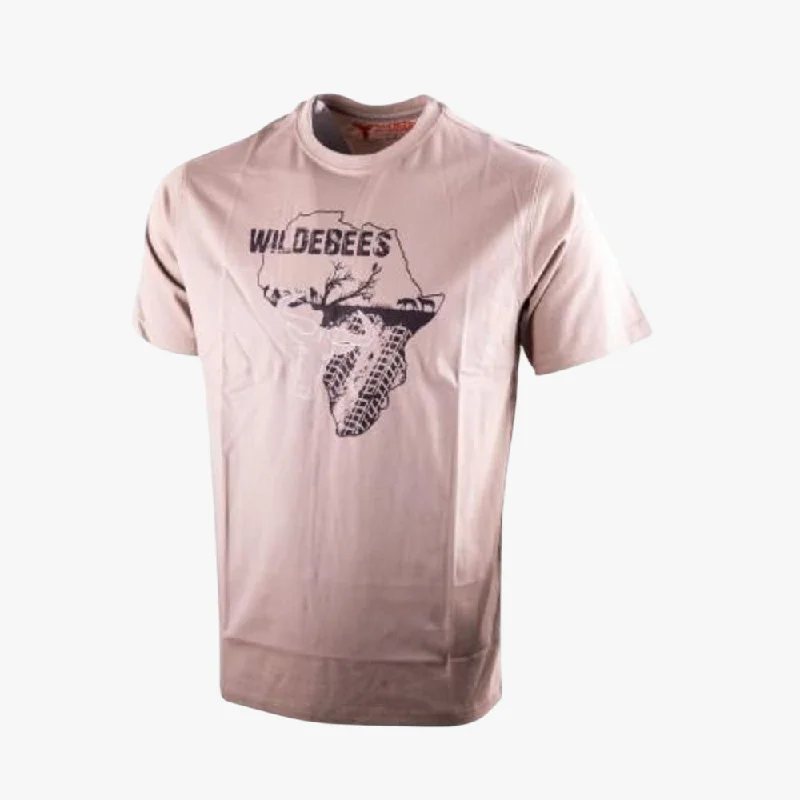 Special Offer Wildebees Mens Afrika Map Short Sleeve Tee Desert Sand