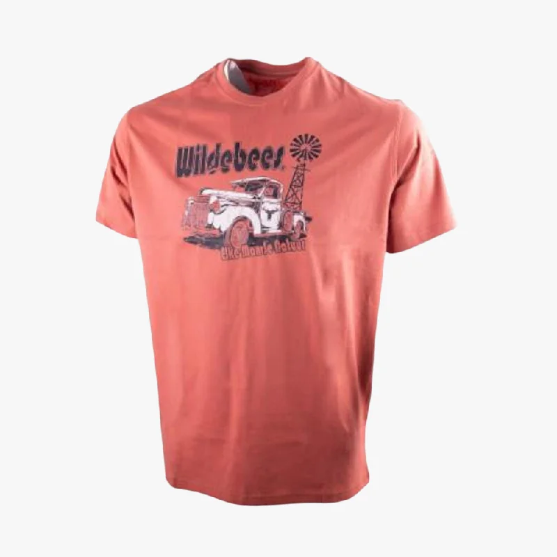 Online Only Wildebees Mens Farm Pick Up Short Sleeve Tee Burnt Rust