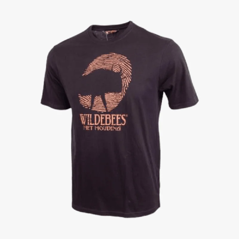 Year-End Clearance Wildebees Mens Finger Print Short Sleeve Tee Blk