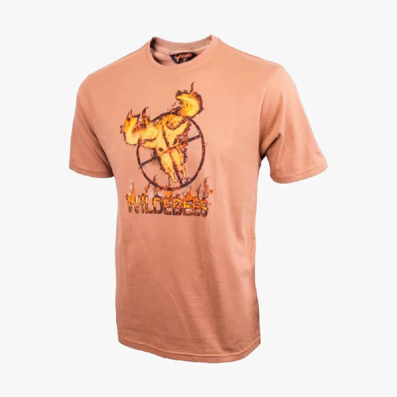 Instant Deal Wildebees Mens Flame Target Short Sleeve Tee Camel