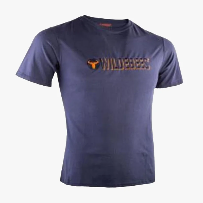 Weekend Specials to Celebrate Wildebees Mens Stencil Embroid Short Sleeve Tee Navy