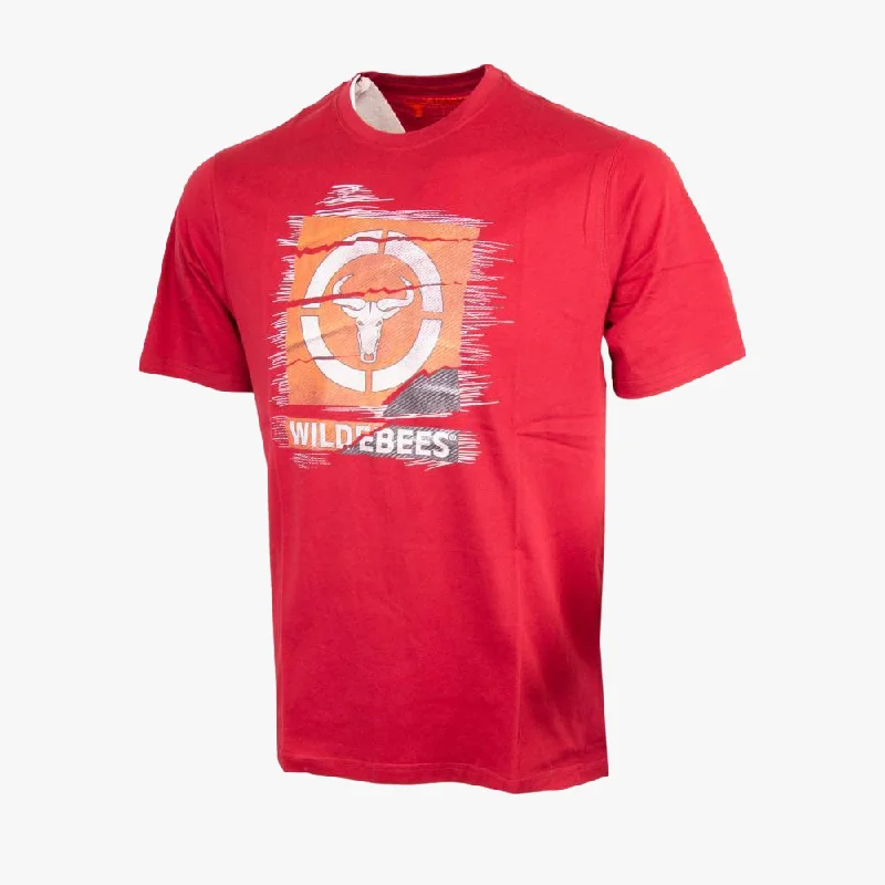 Price Break Wildebees Mens Torn Label Short Sleeve Tee Carmine Red
