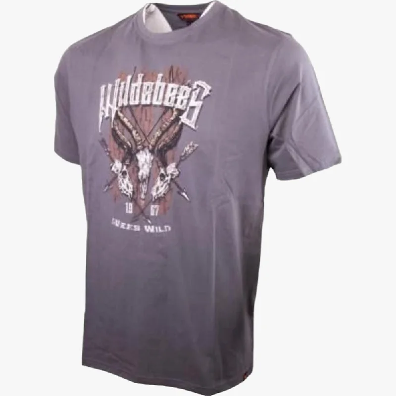 Overstock Sale Wildebees Mens Tri Skull Tee Pewter