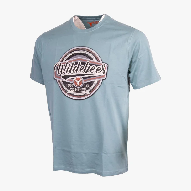 Weekend Special Wildebees Mens Vintage Heritage Short Sleeve Tee Cadet Blue