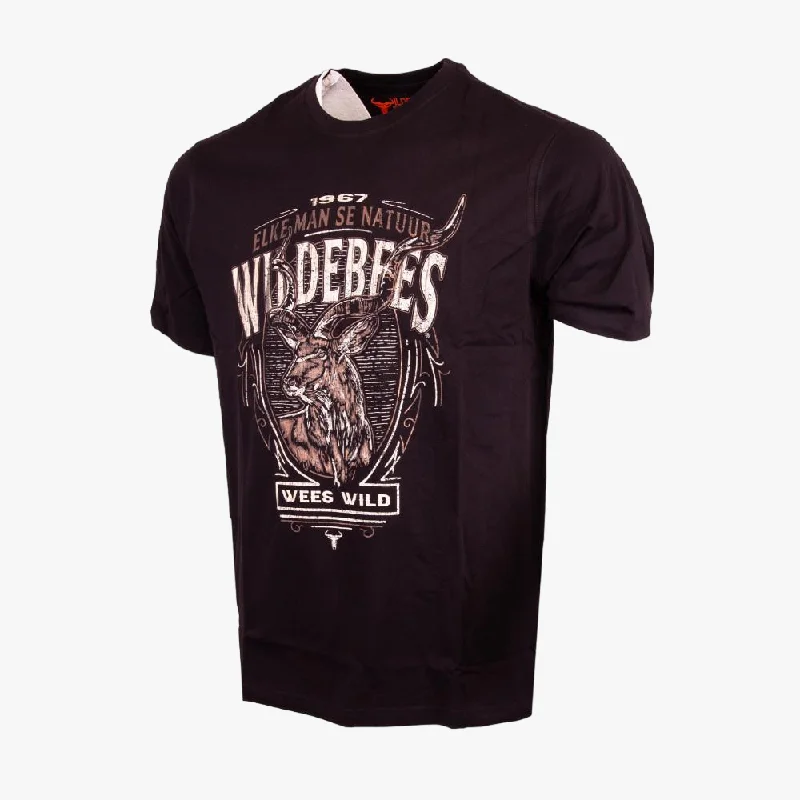 Special Offer Wildebees Mens Woodlook Kudu Shield Short Sleeve Tee Black