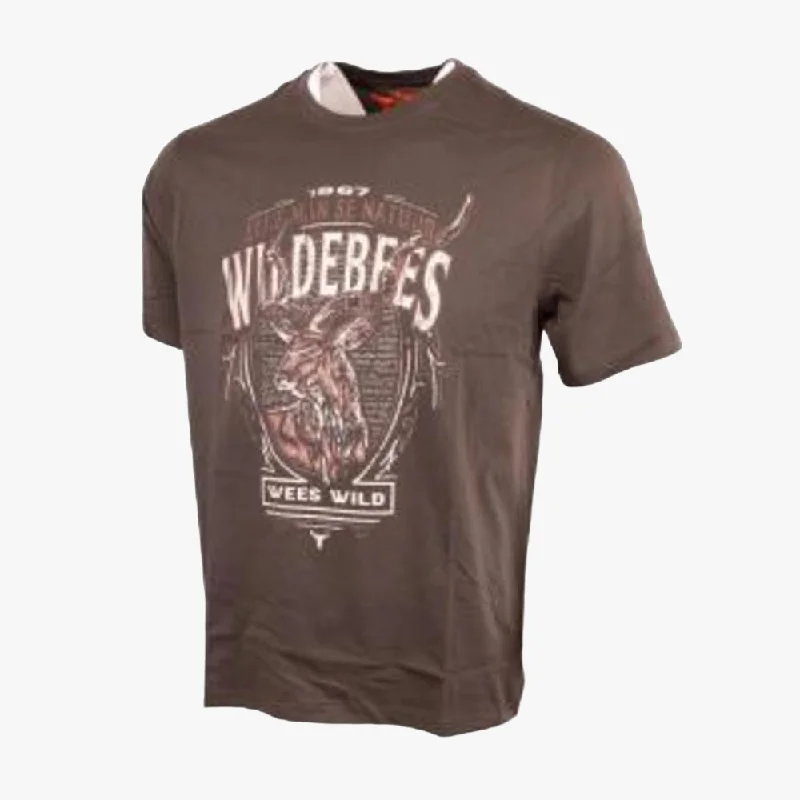 New Arrival Wildebees Mens Woodlook Kudu Shield Short Sleeve Tee Fatigue