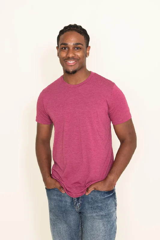 Best Seller Basic Crewneck Tee for Men in Cranberry | 3750-CRANBERRY
