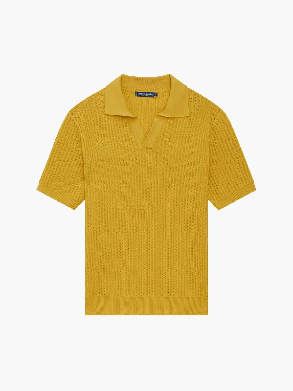 Weekend Discounts to Indulge In RINO CHAIN STITCH KNIT POLO